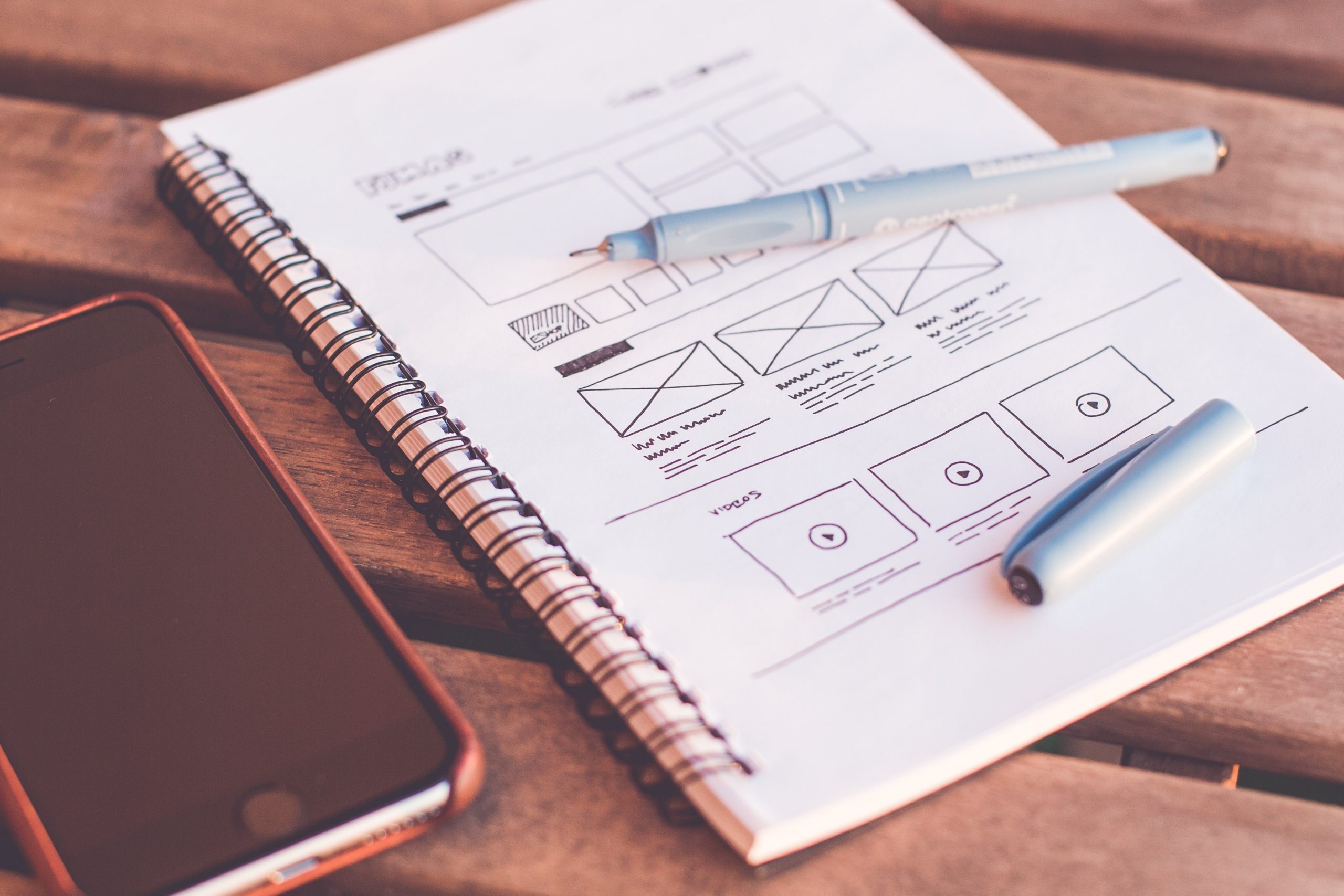 muse blog, Top 5 UX/UI website trends for 2024, web design sketch